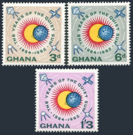 Ghana 164-166,166a, MNH. Michel 170-172, Bl.9. Quiet Sun Year IQSY-1964. Space. - Voorafgestempeld