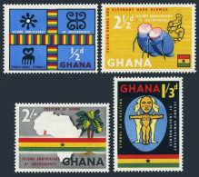 Ghana 42-45, MNH. Mi 42-45. Independence, 2nd Ann. 1959. Kente Cloth, Drums,Map, - Precancels