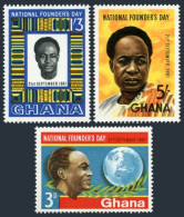 Ghana 104-106,a,hinged. Mi 106-108,Bl.3-6. Founders Day 1961. President Nkrumah. - Prematasellado