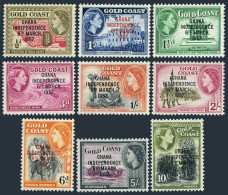 Ghana 5-13, 25-27, MNH. Mi 5-16. GHANA INDEPENDENCE 6th MARCH 1957, Map, Castle, - Voorafgestempeld