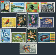 Ghana 216-226,C7-C8, MNH. Mi 224-236. New Value In 1965. Birds, Cacao, Gazelle, - Preobliterati