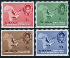 Ghana 1-4,MNH. Michel 1-4. Independence,1957.Kwame Nkrumah,Pulm-nut Vulture,Map. - Preobliterati