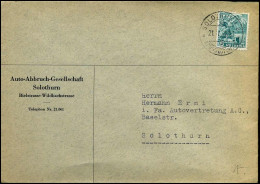 Cover To Solothurn - "Auto-Abbruch-Gesellschaft Solothurn" - Briefe U. Dokumente