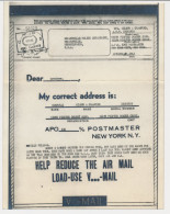 V-Mail India - USA 1943 ( With Envelope ) Address Details - Reduce Air Mail - A.P.O. 630 Gaya  - WW2 (II Guerra Mundial)