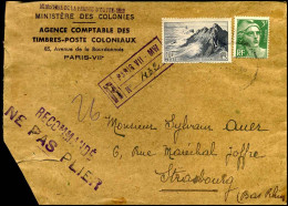 Registered Cover To Strasbourg - "Ministère Des Colonies, Agence Comptable Des Timbres-poste Coloniaux" - Covers & Documents