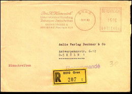 Registered Cover To Köln, Germany - "Jos. A. Kienreich, Universitätsbuchhandlung, Zeitungen, Zeitschriften" - Briefe U. Dokumente