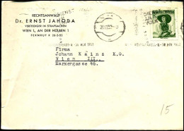Cover To Wien - "Rechtsanwalt Dr. Ernst Jahoda, Verteidiger In Strafsachen" - Brieven En Documenten
