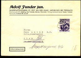 Cover To Wien - "Adolf Funder Jun., Faserplattenfabrik St. Veit An Der Glan" - Briefe U. Dokumente