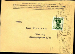 Cover To  Wien - "Österreichischer Gewerkschaftsbund, Gewerkschaft Der Angestellten Der Feien Berufe, Wien" - Briefe U. Dokumente