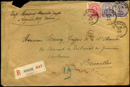 Aangetekende Brief Van Marche Naar Brussel - N° 138 + 2 X N° 139 - 1915-1920 Albert I.