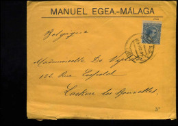 Cover To Belgium - 5 Centimos Azul N° 215 - "Manuel Egea, Malaga" - Lettres & Documents