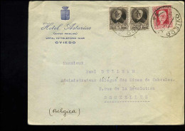 Cover To Brussels, Belgium - "Hotel Asturias, Oviedo" - Lettres & Documents