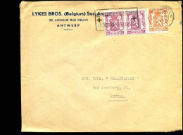 Cover Van En Naar Antwerpen - "Lykes Bros (Belgium) Soc. An., Antwerpen" - 1935-1949 Sellos Pequeños Del Estado