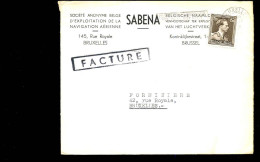 Cover Van En Naar Bruxelles - "SABENA" - 1936-1957 Offener Kragen