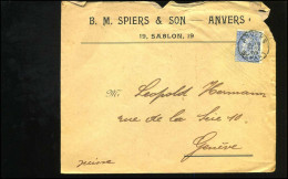 Cover Van Anvers Naar Genève, Zwitserland - "G.M. Spiers & Son - Anvers" - N° 60 - 1893-1900 Schmaler Bart
