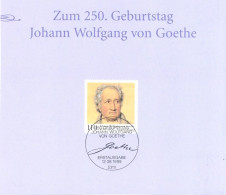 GERMANY. FDC. JOHANN WOLFGANG VON GOETHE. 1999 - 1991-2000