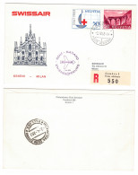 Suisse /Schweiz // Poste Aérienne // 1963 // Vol Genève-Milan 2.4.1963  (RF63.9) - Premiers Vols