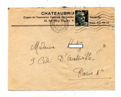 Lettre Flamme Muette Paris 48 Entete Association Famille Massacrées - Mechanical Postmarks (Advertisement)