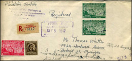 Registered Cover To Detroit, USA - Filipinas