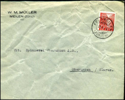 Cover To Oberurnen, Glarus - "W.M. Müller, Meilen-Zürich" - Briefe U. Dokumente
