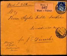Coverfront To Zürich - Wert Brief - Bern 1, 547 Wert - Valeur - Cartas & Documentos