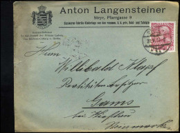 Cover To Gams - "Anton Langensteiner, Glaswaren-Frabriks-Niederlage" - Storia Postale