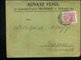 Cover To Gams - "Ignatz Feigl, Getreide-Export Neuhaus In Böhmen" - Briefe U. Dokumente