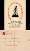 Ansichtskarte  Horoskop: Die Waage, Scherenschnitt 1929 - Astrología