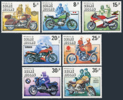 Guinea Bissau 627-633, 634 Sheet. Mi 834-840, 841 Bl.263. Motorcycles-100, 1985. - Guinea (1958-...)