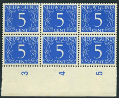 Neth New Guinea 6 Block Of 6, MNH.Michel 6. Numeral Definitive, 1950. - Guinea (1958-...)