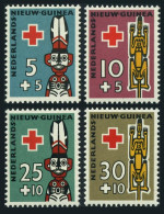 Neth New Guinea B15-B18, MNH. Mi 49-52. Red Cross, 1958. Ancestral Image, Bowl. - Guinea (1958-...)