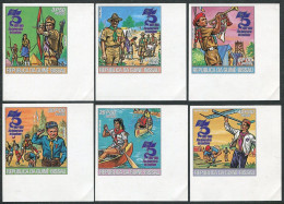 Guinea Bissau 428-C42,C43 Imperf, MNH. Mi 616B-621B, Bl.215B. Scouts 1982. Chess - Guinea (1958-...)