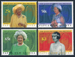 Papua New Guinea 980-983, MNH. Mi 890-893. Queen Mother Elizabeth, 100 Birthday. - República De Guinea (1958-...)