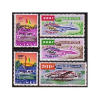 Guinea 201-202,C24-C26,MNH.Mi 49-53. Olympics Rome-1960.Flag,Planes,overprinted. - Guinée (1958-...)