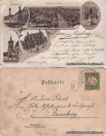 Litho Augsburg Wertachbrückenthor Herkulesbrunnen St. Ulrich Fuggerdenkmal 1898 - Augsburg