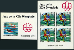 Guinea 718,C130 Imperf, MNH. Michel Bl.44B-45B. Montreal-1976. Swimming, Soccer. - Guinée (1958-...)