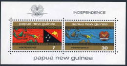 Papua New Guinea 424a,MNH.Michel Bl.1. Independence 09.16.1975.Map,Flag,Arms. - Guinée (1958-...)