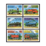 Guinea 1450-1455, 1456 Sheet, MNH. Locomotives, 1997. - República De Guinea (1958-...)