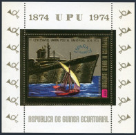 Eq Guinea Mi Bl.140-142,MNH. UPU-100,ESPANA-75: Ship,sailboat;Biplane,Concorde, - Guinea (1958-...)