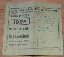 Union Velocipedique De France, Licence De 1925 A AVIGNON  ............ 20240519-16 - Lidmaatschapskaarten