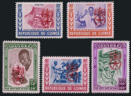 Guinea B25-B29 Red & Orange,MNH.Mi 95-99 Ab. WHO Drive To Eradicate Malaria,1962 - República De Guinea (1958-...)