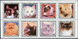 Eq Guinea Michel 1403-1410 Size 187x96,Bl.A309,MNH.Cats - Guinee (1958-...)