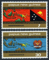 Papua New Guinea 423-424,424a,MNH. Independence 09.16.1975.Map,Flag,Coat Of Arms - República De Guinea (1958-...)