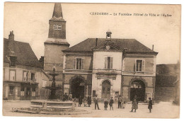 CERISIERS.LA FONTAINE L'HOTEL DE VILLE ET L'EGLISE.(ANIMEE) - Auxerre