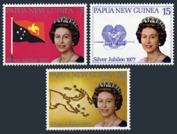 Papua New Guinea 462-464, MNH. Michel 321-323. Reign Of QE II,25,1977. Arms,Map. - Guinee (1958-...)