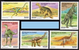 Guinea 1417-1422, 1423, MNH. Prehistoric Animal 1997. Dinosaurs., - Guinea (1958-...)