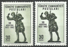 Turkey; 1962 40th Year Of The Battle Of Dumlupinar 30 K. "Color Tone Variety" - Ungebraucht