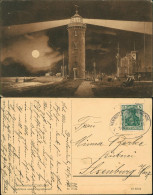 Ansichtskarte Cuxhaven Leuchtturm Und Telegraphenamt Bei Mondschein 1914 - Cuxhaven