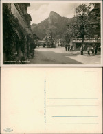 Ansichtskarte Oberammergau Hauptplatz Geschäft Lang Kaffee 1930 - Oberammergau