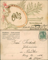Neujahr Sylvester New Year Künstlerkarte Gold 1903 Goldrand/Prägekarte - Sonstige & Ohne Zuordnung